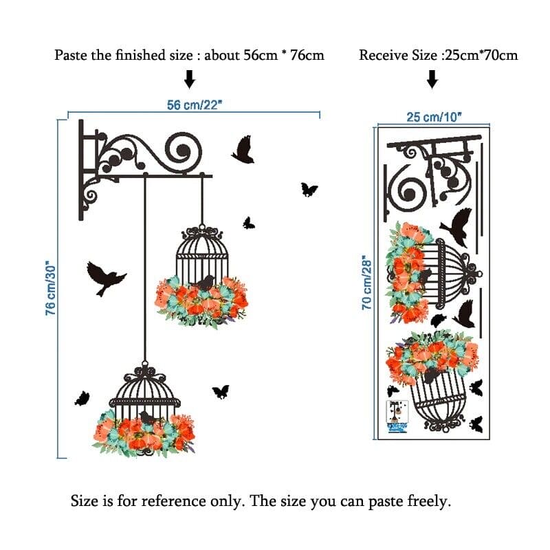 Bird Cage Wall Sticker, Household Colorful Flower Bird Cage Wallpaper, Home Decor Living Room Decals Sticker, Wall Art Decorative Wall Stickers, Self Adhesive Murals Wallpaper, Living Room Wall Stickers, Vinyl Wall Decals Wall Sticker Bird Cage Wall Sticker, Household Colorful Flower Bird Cage Wallpaper, Home Decor Living Room Decals Sticker, Wall Art Decorative Wall Stickers, Self Adhesive Murals Wallpaper, Living Room Wall Stickers, Vinyl Wall Decals Wall Sticker